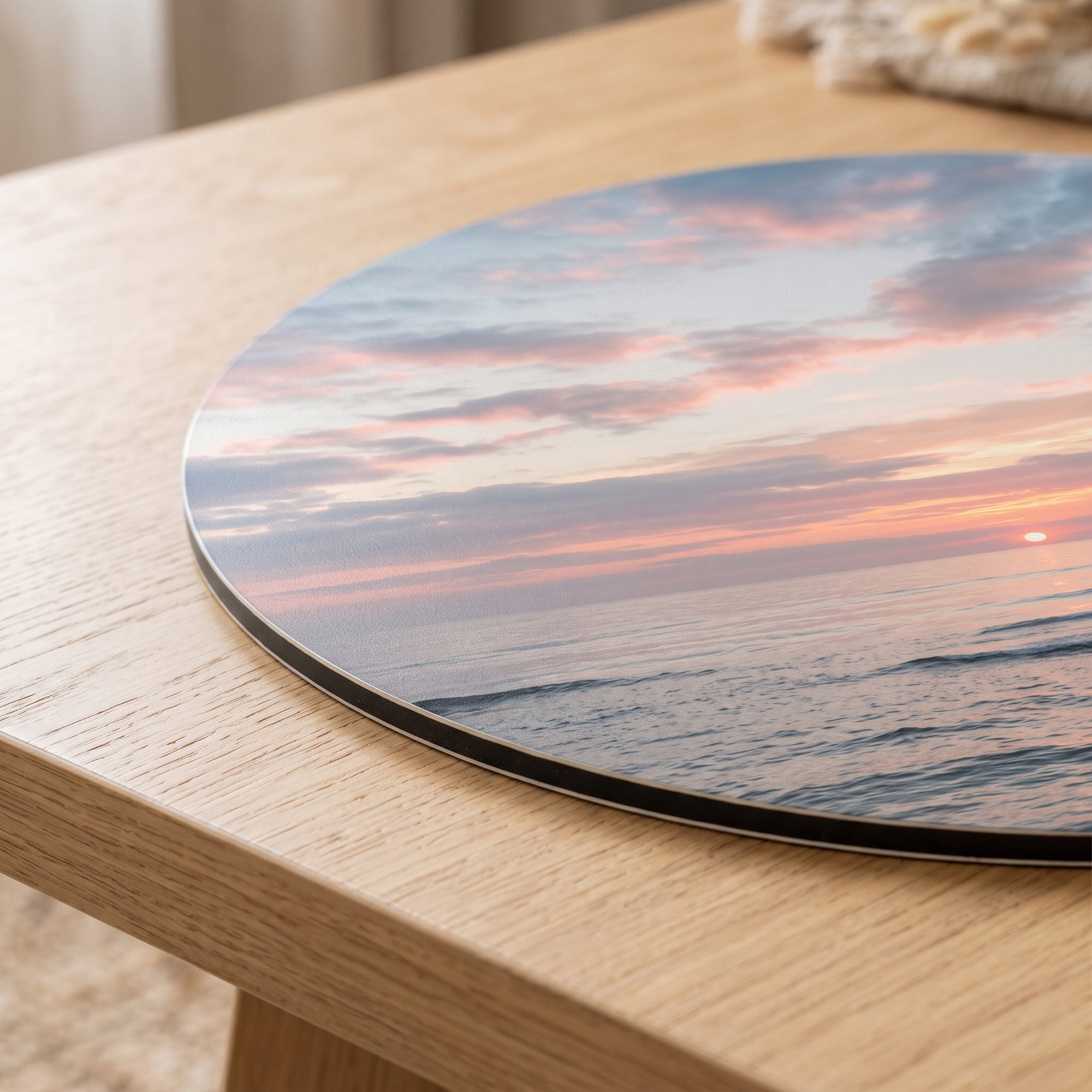 Runde Kante des Wandkreises mit gedrucktem Meermotiv